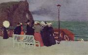 Felix Vallotton The Beach Promenade in Etretat oil painting